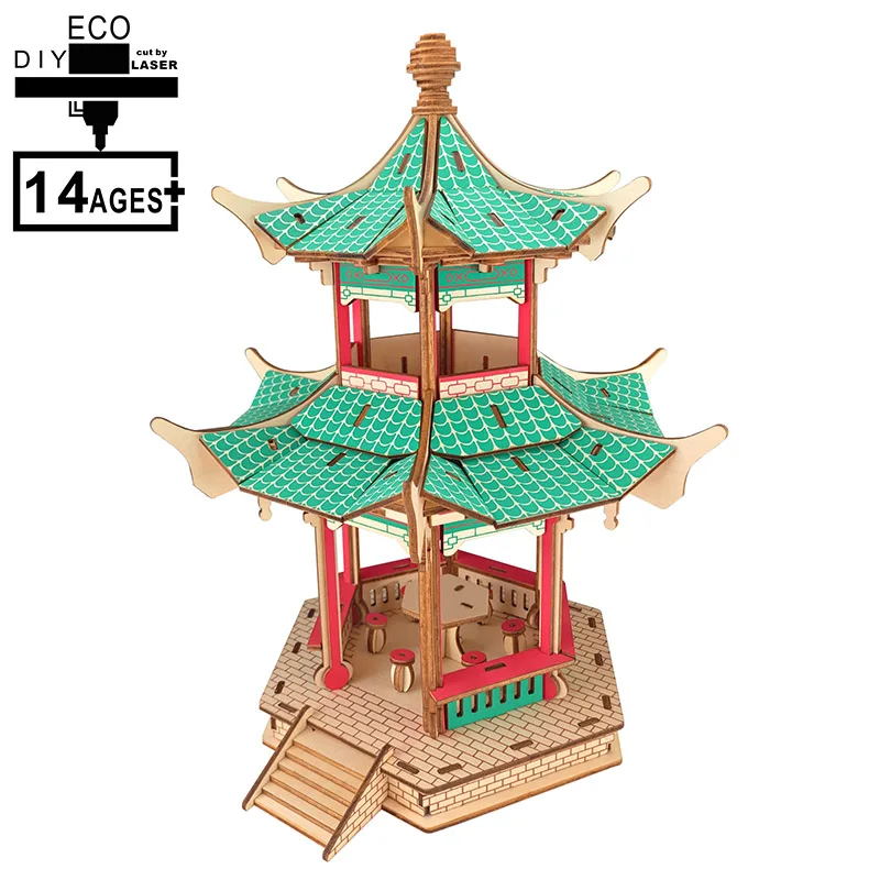 3D деревянные головоломки, игрушки, развивающие игрушки, головоломка, игра, сборка, игрушка, подарок для детей, подростков, Пекин, Четырехугольная модель, ремесла - Цвет: Белый