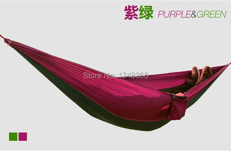 Description Picture 5 of itemHigh Quality Hold Up Double Hammock Camping Survival Hammock Parachute Cloth Outdoor Or Indoor 260*130cm