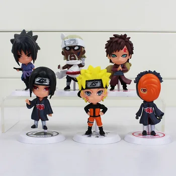 

Japan Anime Naruto 6pcs/set 2.8" figure Naruto Gaara itachi sasuke KillerB Uchelloha Madara Q version