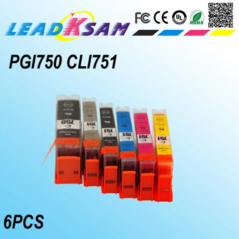 Картридж для принтера PIXMA MG5470 MG6370 IP7270 6 шт. PGI750 CLI751 PGI 750 | Компьютеры и офис