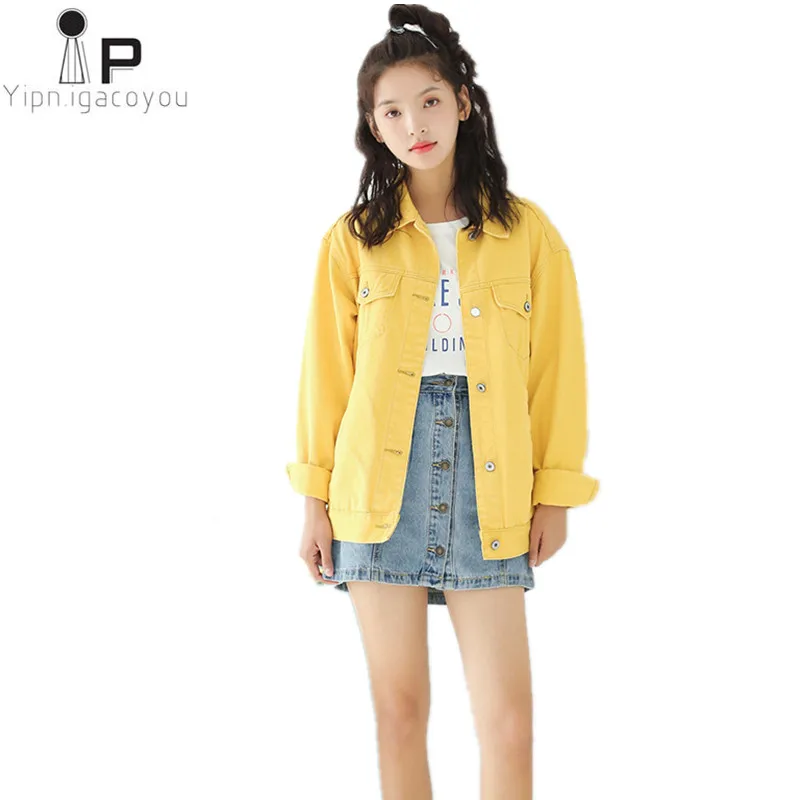 yellow jean jacket womens