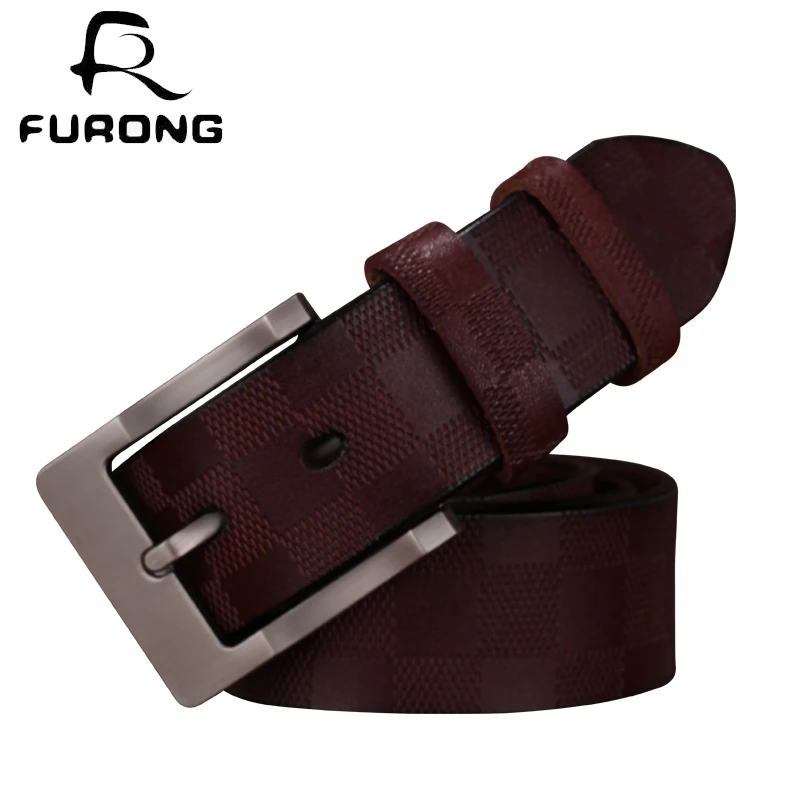 

FURONG Genuine Leather Belts For Men Pin Buckle Male Belt Jeans Accessories Embossing Men Belts Riemen Voor Ceinture FR048