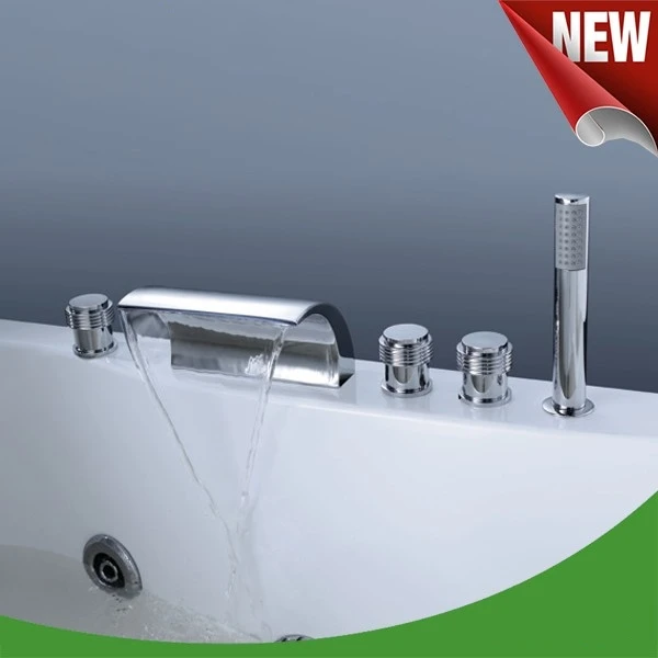 Brass Triple Handle Cold/Hot water 5 hole waterfall bath taps Bathtub
