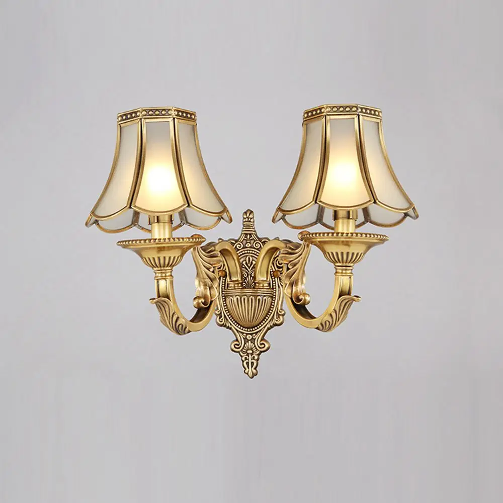 Европейский роскошный Чистый медный настенный светильник для гостиной Американский Королевский медный Настенный бра для спальни настенные светильники в коридор