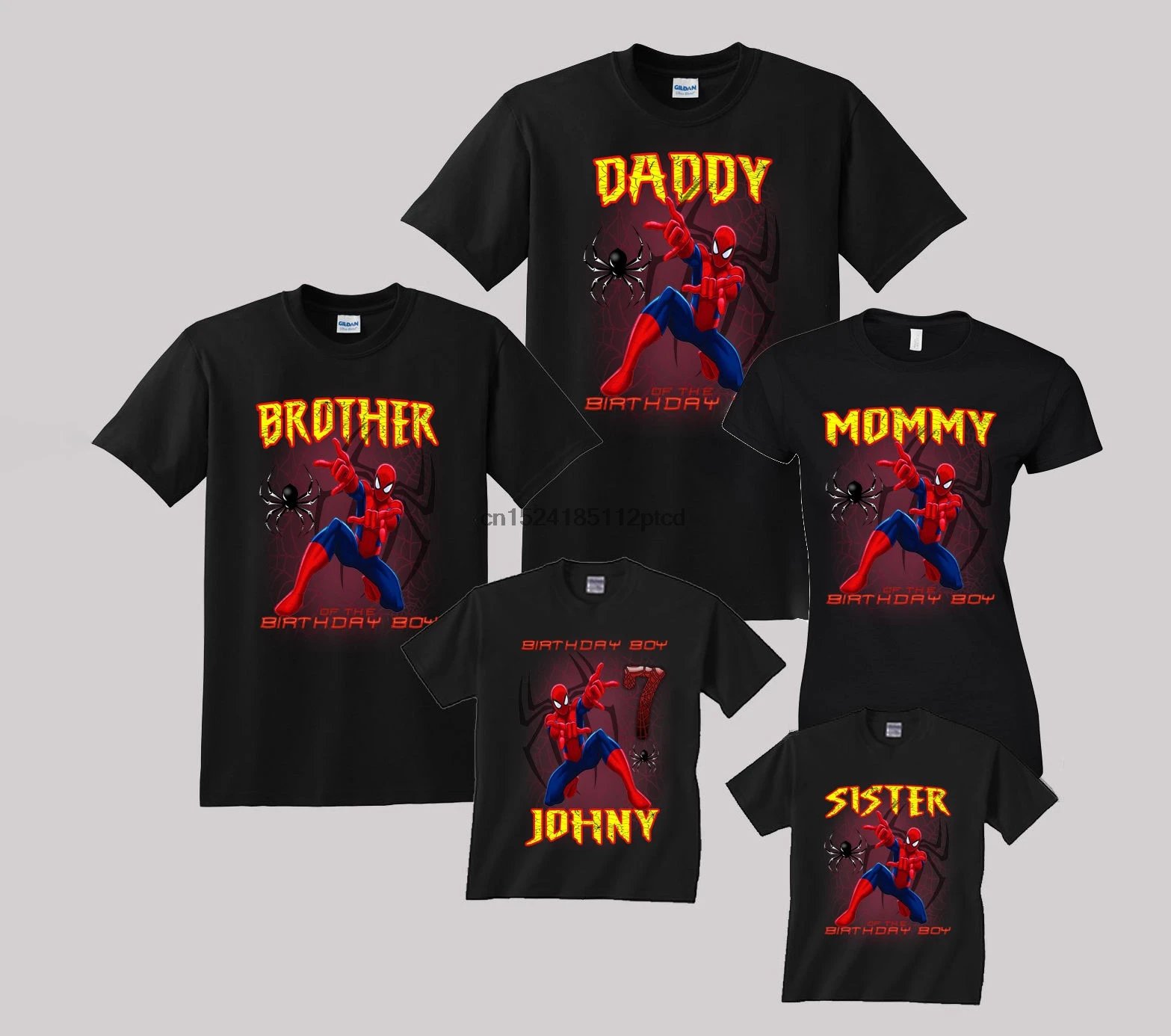 

Spiderman Birthday Shirt Personalized Custom t-Shirt Family Spider-Man Black