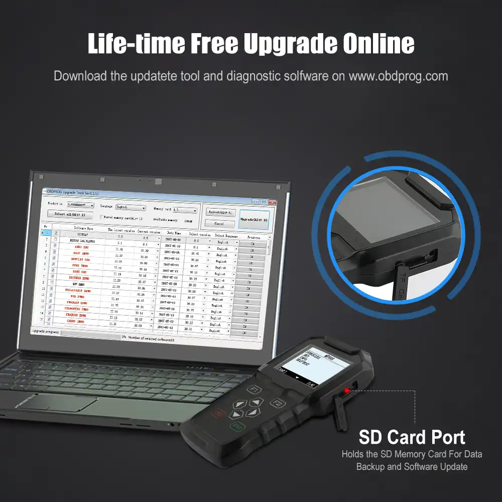 OBDPROG MT006 Auto Clave Programador Ajuste Del Cuentakil/ómetros Del Inmovilizador Para VW Para Audi Para Skoda Cambio Del Kilometraje Clave Esc/áner Herramienta De Codificaci/ón