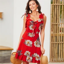 WPCZQVZA 2019 Charming Sexy V-Neck Halter Dresses For Women Fashion Chic Printing Summer Dress Beach Vacation Ruffled Hem Dress WPCZQVZA 2019 Charming Sexy V-Neck Halter Dresses For Women Fashion Chic Printing Summer Dress Beach Vacation Ruffled Hem Dress