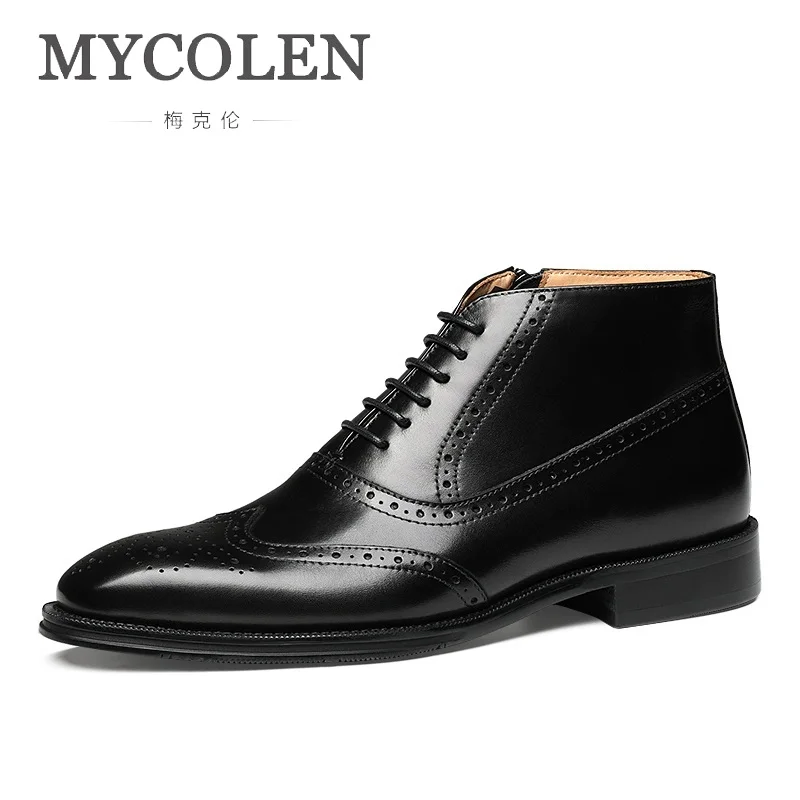 MYCOLEN/Новые Зимние ботильоны «Челси», мужские ботинки из натуральной кожи в деловом стиле, мужские зимние ботинки на шнуровке, Tenis Masculino Adulto