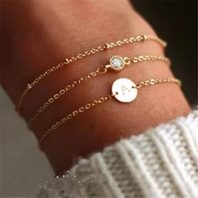 Double Fair Trendy Simple 26 Letter Bracelet& Bangle for Woman Rose White Gold Color Bracelets Girls Fashion Jewelry KAH040