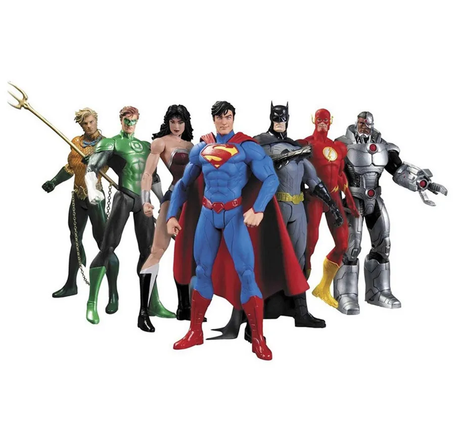 DC Comics игрушки-Супергерои 7 шт./компл. Супермен Бэтмен чудо женщина вспышка Зеленый