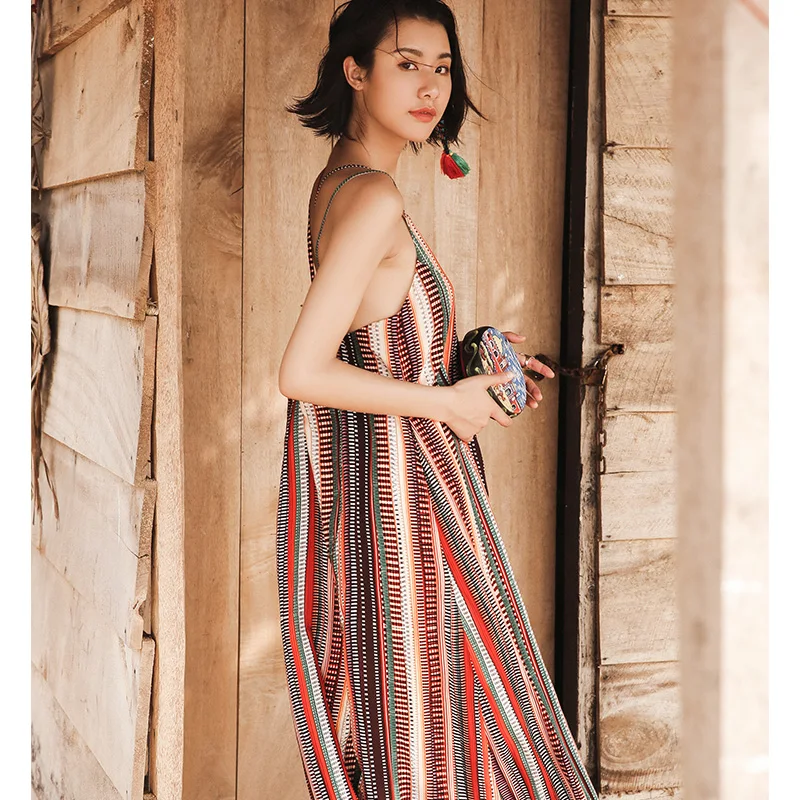 

Loose Promotion Belts Long Skirts Dresses Beach Women's Summer 2018 New Seaside Holiday Thailand