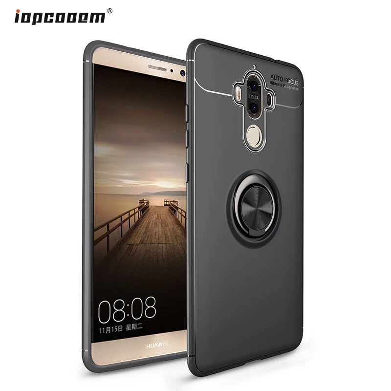 

Phone Case For Huawei Mate 9 Case Rotating Finger Ring Holder Matte Soft Silicone Back Cover For Huawei Mate 9 Coque5.9"inch