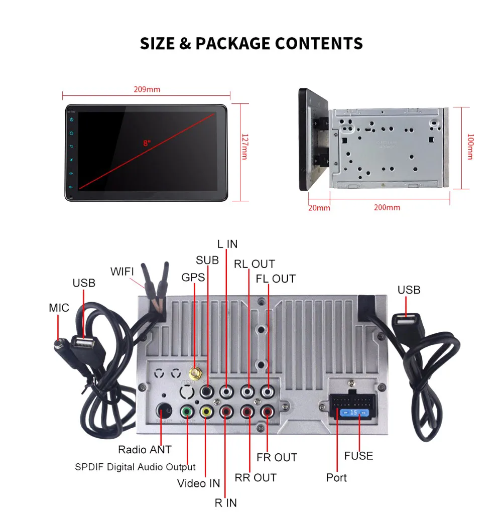 Best ARKRIGHT 8" Android Car Radio Audio Stereo 4+32GB Android 8.1 Car Multimedia Player For Toyota car Player built-in DSP 10