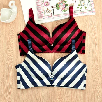 

Hot sell stripe one-piece bra sets gather single sexy lingerie wholesale seamless comfortable women underwear set plus size