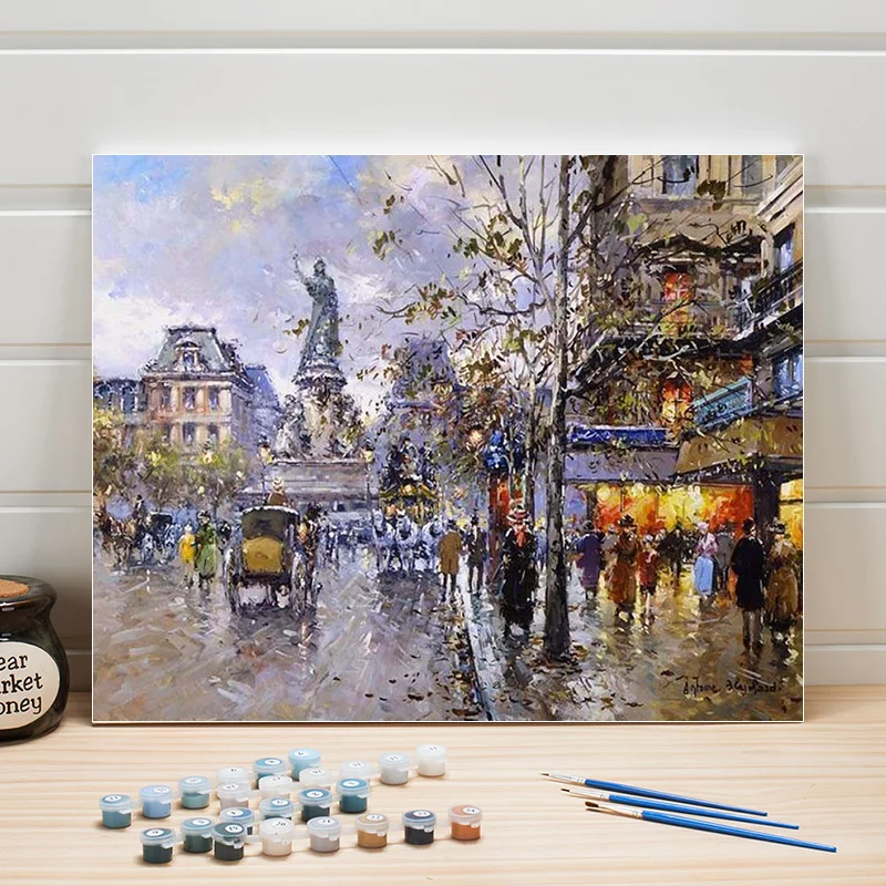 

Europe street Paint By Number Package Acrylic 40x50 Pictures Paintings On Canvas Coloring Walls Art For Living Room Decor Adult