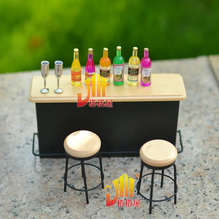 

A01-X196 children baby gift Toy 1:12 Dollhouse mini Furniture Miniature rement bar desk and 2 chair