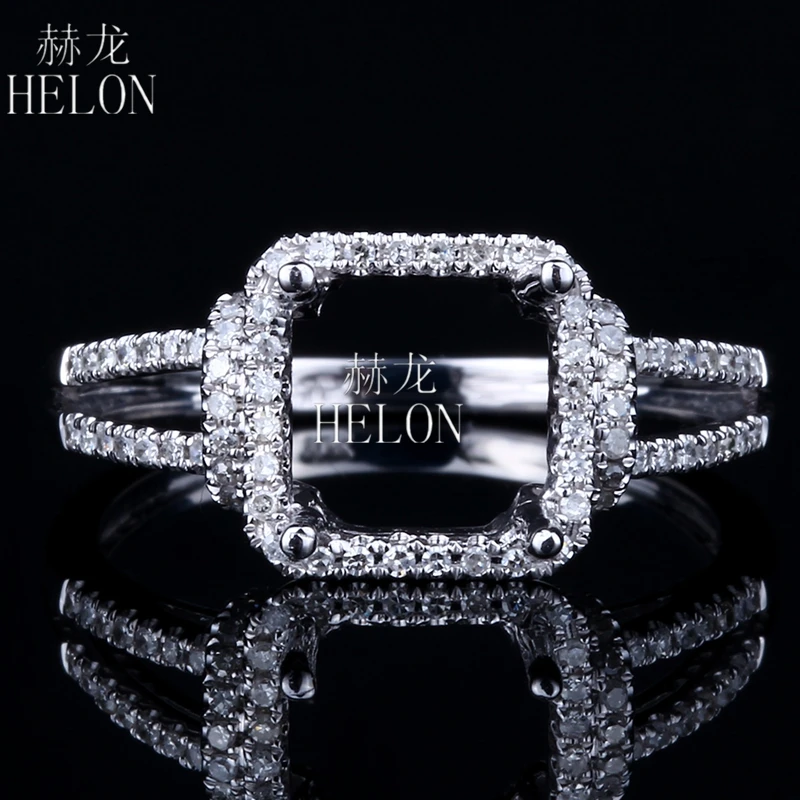 HELON Solid 14 K (AU585) белое золото проложить натуральный алмаз полу крепление 7x7 мм Подушка обручальное свадебное кольцо для женщин ювелирные укра... HELON Solid 14 K (AU585) белое золото проложить натуральный алмаз полу крепление 7x7 мм Подушка обручальное свадебное кольцо для женщин ювелирные укра...