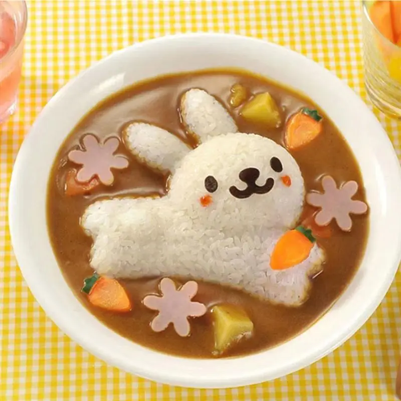 Суши Яйцо Плесень риса резак Onigiri чайник Shaper кролика и Дельфин и цветок и выражение формы поделки Кухня набор инструментов