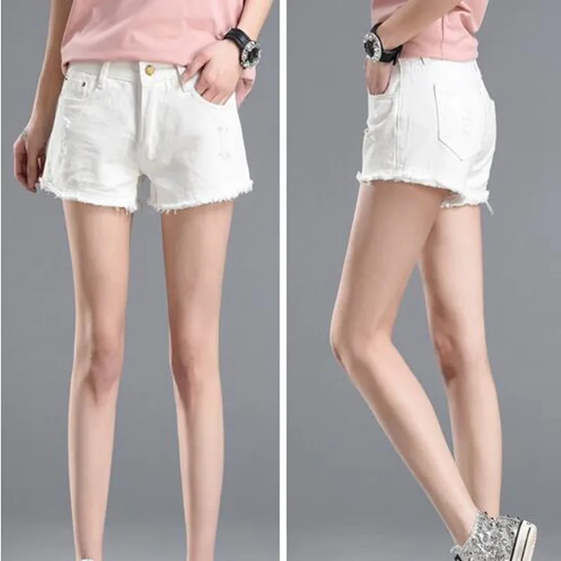 

New Hole White Jeans Women Denim Hot Shorts 2017 Summer High Waist Jeans 5XL Plus Size Short Pants Pantalon Femme 30720
