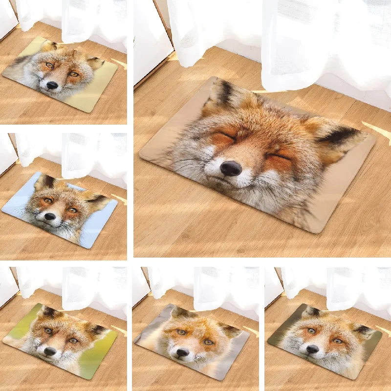 Door Mat Fox Printed Suede Rug Home Decoration Bathroom Carpet Anti-slip Bath Mat 50x80cm Outdoor Kitchen Toilet Floor Mat