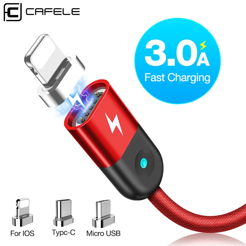 

CAFELE Magnetic USB cable for Samsung Huawei Xiaomi iphone Data Sync USB Cable for IOS Micro type c usb port 3A charger cables