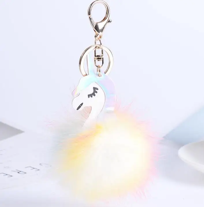 new Bag ornaments Fur ball pendant unicorn Metal Unicorn KeyChain Plush Toy Pendant Women Fluffy Fur Pom for gift new Bag ornaments Fur ball pendant unicorn Metal Unicorn KeyChain Plush Toy Pendant Women Fluffy Fur Pom for gift