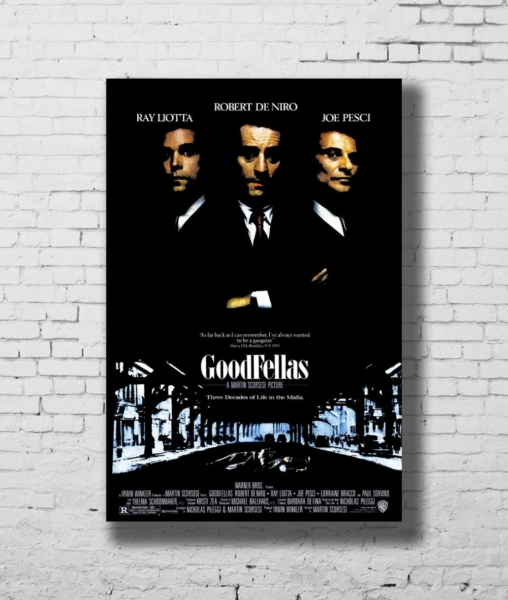 

GOODFELLAS Movie Robert DeNiro Gangster Mob Mafia Soprano Wall Sticker Home Decoration Silk Art Poster