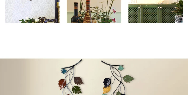 Американский Кованые железные листья настенные подвески для самодеятельного творчества настенное украшение, украшение для дома, гостиная, коридор, рисунок-Наклейка на стену металлические украшения Декор