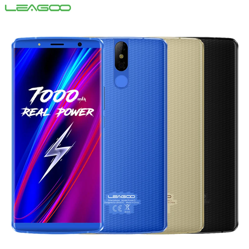 Leagoo Мощность 5 мобильный телефон 5,99 дюймов 6 ГБ Оперативная память 64 ГБ Встроенная память MT6763V Octa Core Android 8,1 Face Unlock 13MP Камера 7000 мАч смартфон