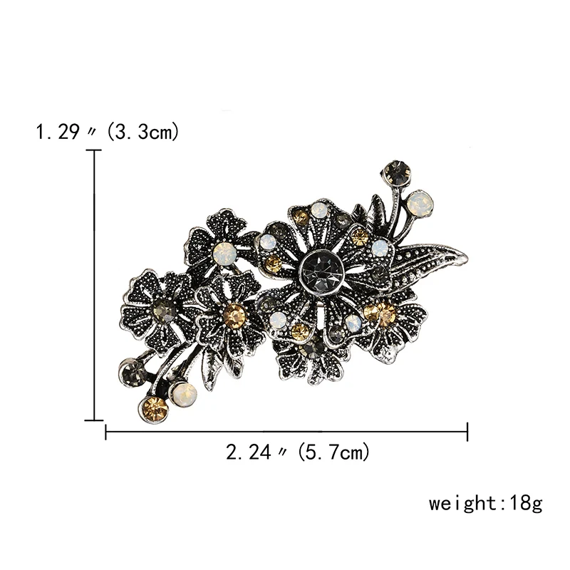 Растительный цветок броши Полный Стразы лист Стразы ветка Броши для женщин большая черная брошь на булавке винтажная Модная бижутерия - Окраска металла: 2