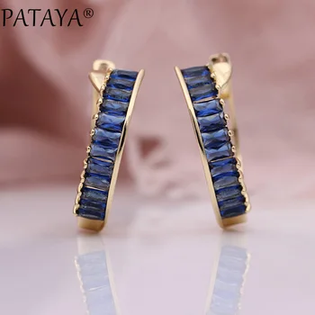 

PATAYA New Square Colorful Natural Zirconia Dangle Earrings Fashion Women Party Jewelry Girls Gift Classic Big Circle Earring