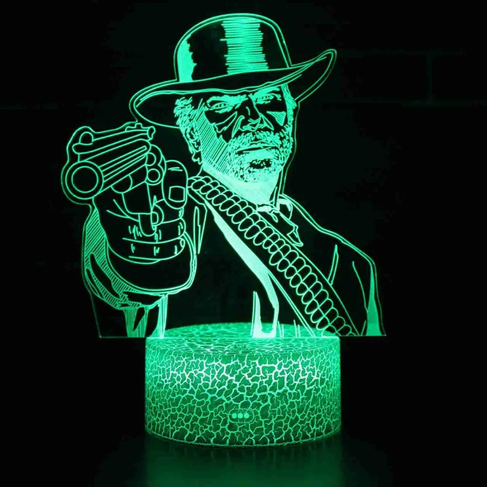 7 цветов изменить вооруженный эскорт светодио дный пистолет стрелок LED 3D визуальная Иллюзия ночник Творческий украшение стола свет Новинка