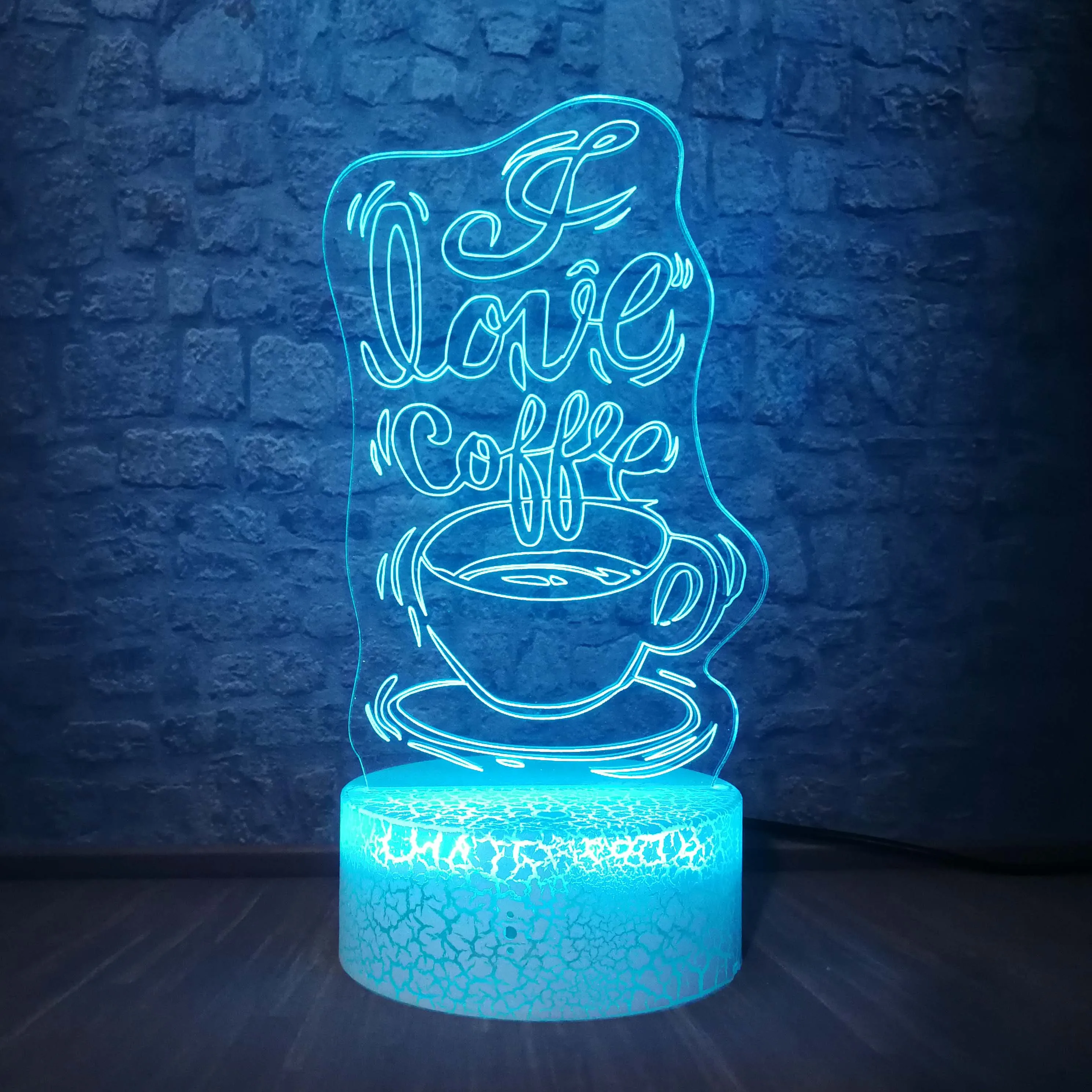 3D светодиодный светильник Романтическая любовь сладкий кофе многоцветный RGB ing