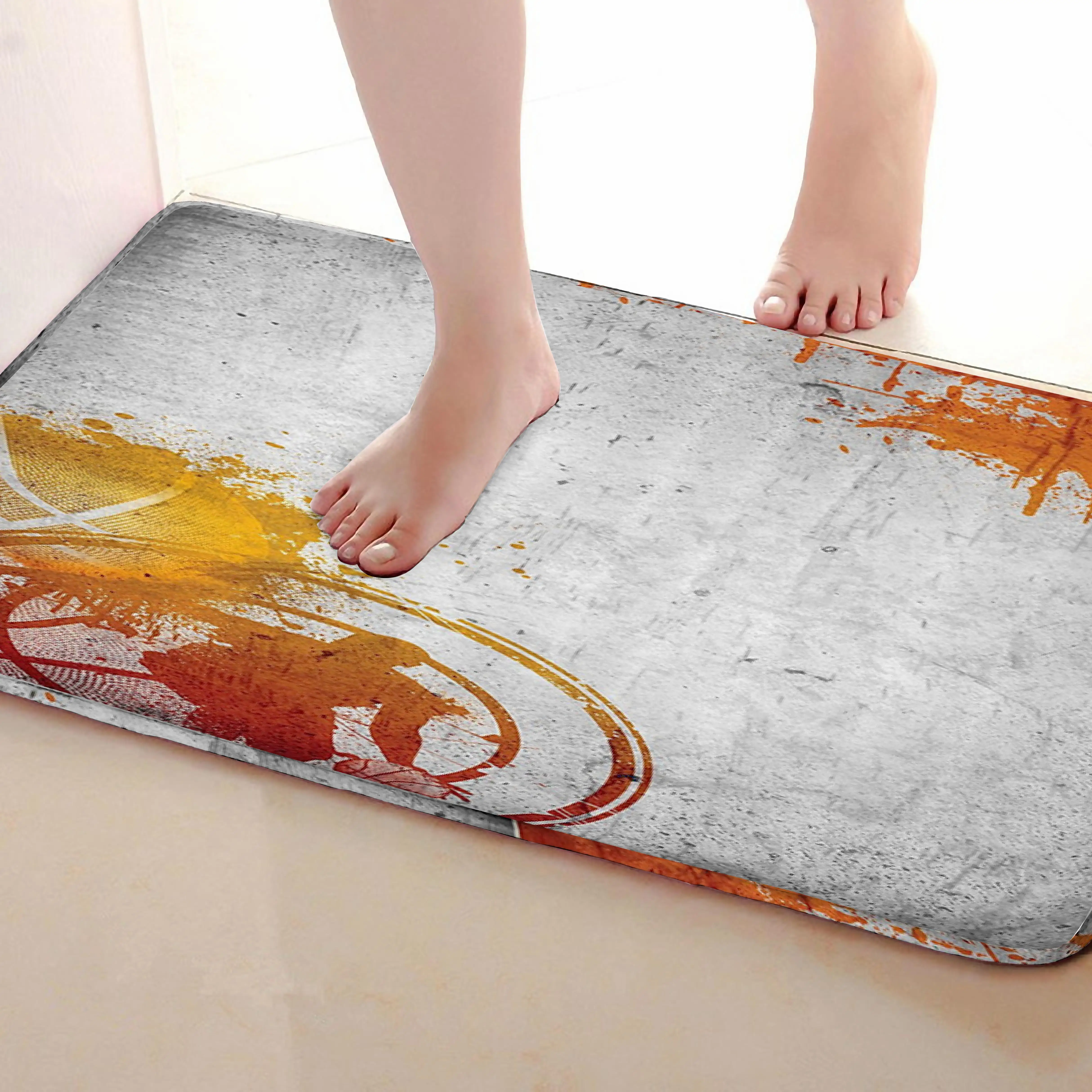 Баскетбольный Стиль Коврик для ванной комнаты, смешной Противоскользящий коврик для ванной, занавески для душа аксессуары, соответствующие вашей душевой занавеске