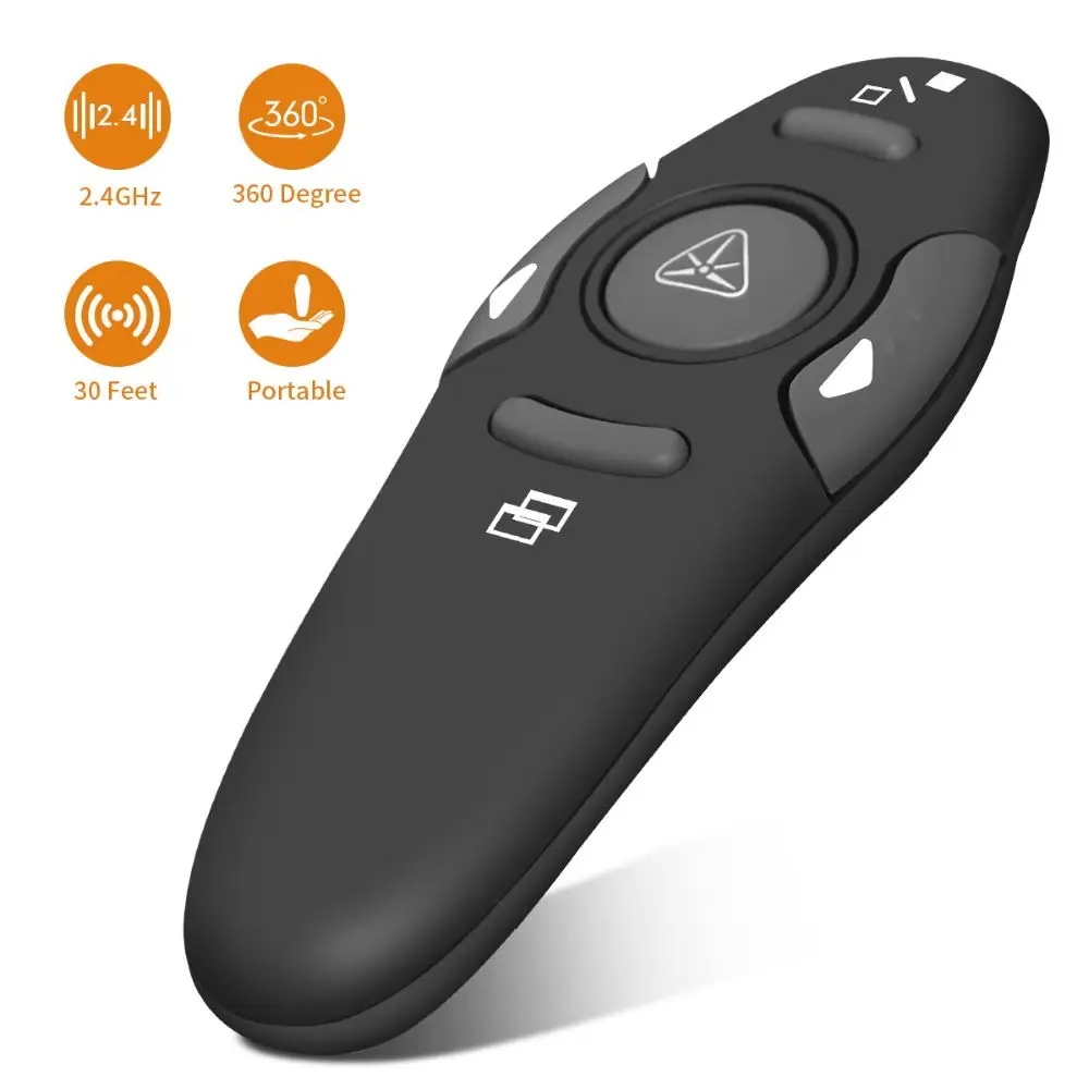 

Wireless Presenter, RF 2.4GHz Wireless Presenter Remote Presentation USB Control PowerPoint PPT Clicker