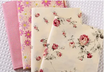 

4pcs/lots 40cm x 50cm Flowers Print Fabric Telas Patchwork Cotton Fabric Sewing Fabrics Doll clothing Quilting Tissue