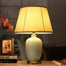 Винтажный Стиль Фарфоровые керамические настольные лампы для прикроватной китайской голубой и белый фарфор зеленый керамический Настольная лампа