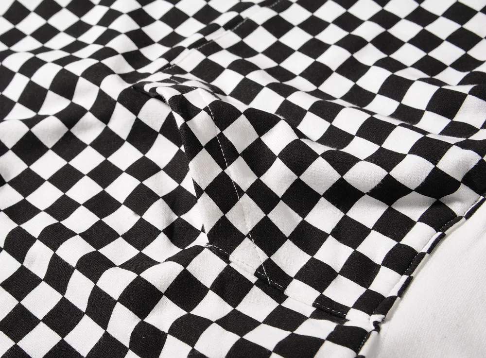HIPFANDI High Street Fashion Casual black White Sweatshirts Justin Bieber Style Checkerboard Lattice Men Brand Pullover Hoodies