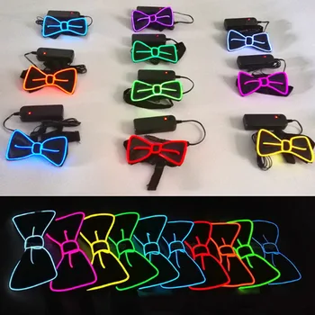 

10 Color EL Wire Bow Tie LED Light Up Flashing Striped Luminous Tie For Men Club Cosplay Party Glowing Supplies Bar Show Decor