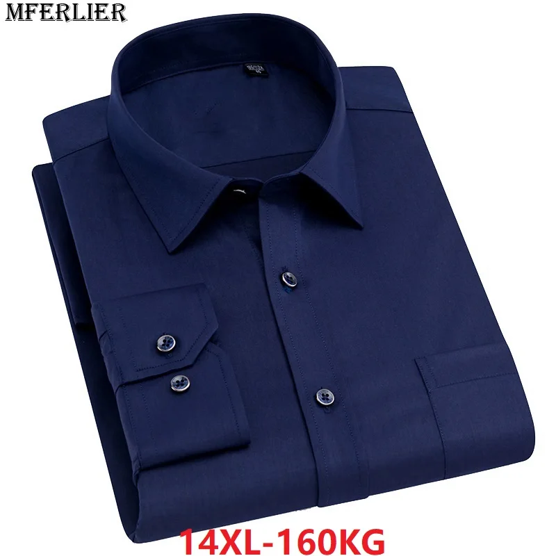 

large size big men formal shirt long sleeve cotton 6XL 7XL 8XL 9XL10XL office dress shirts business Comfortable navy blue white
