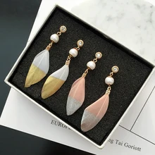 Aiffry Fashion Jewelry Long Feather Earrings For Women Luxury Statement Bohemian Dangle Earrings For Wedding E2325