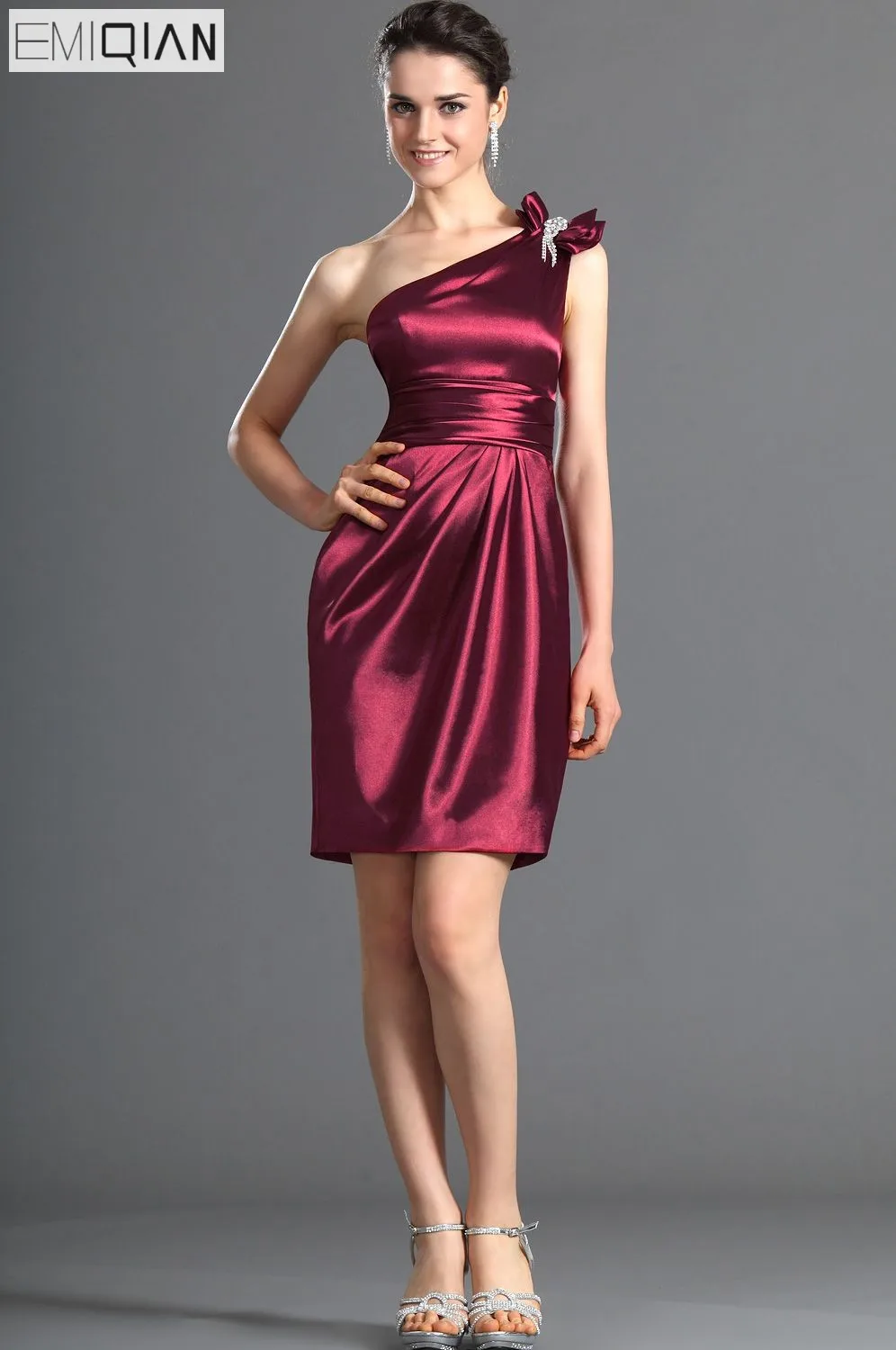 burgundy shiny dress