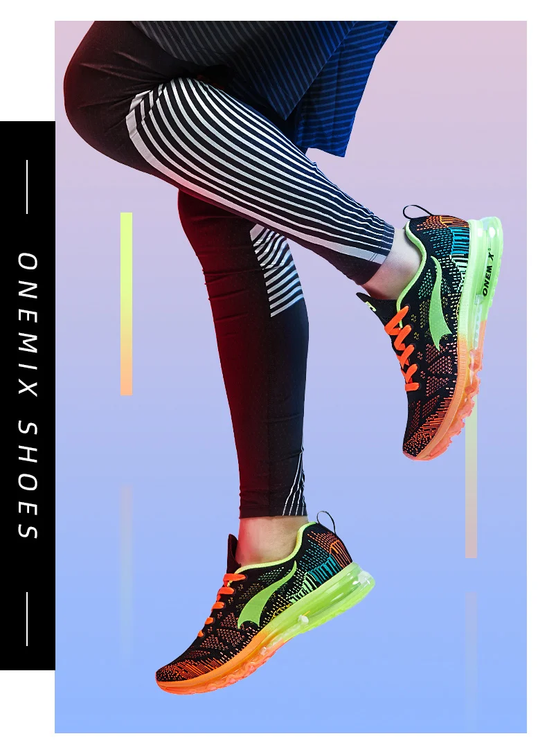 Onemix мужская спортивная обувь Музыка Ритм воздуха подушки кроссовки Воздухопроницаемая сетчатая уличная легкоатлетические спортивные туфли максимальный размер 39-46