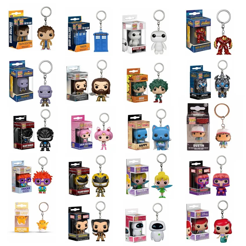 

POP Action Superheros Figure Keychain Toys Marvel THANOS HULKBUSTER X-MEN Magneto Wolverine DC Wonder Women Pocket Keychain Toys