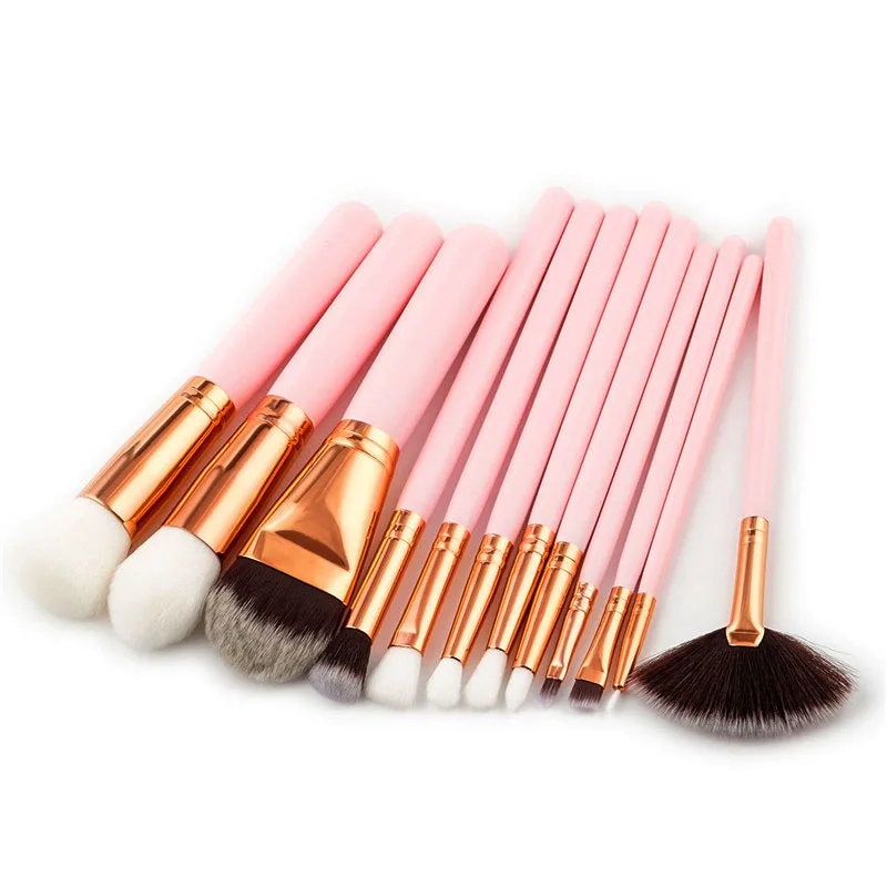 Buy 12pcs Pink Pro Makeup Brush Set Foundation Powder