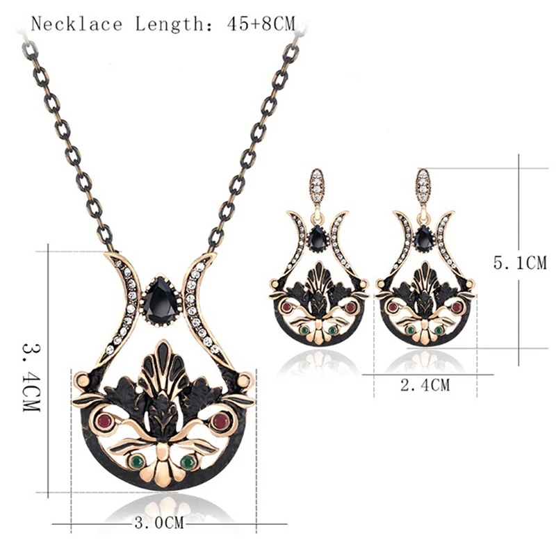 Fashion Flower Necklace Earrings Sets For Women Ethnic Style Retro Pendant Jewelry Set Gift Hot