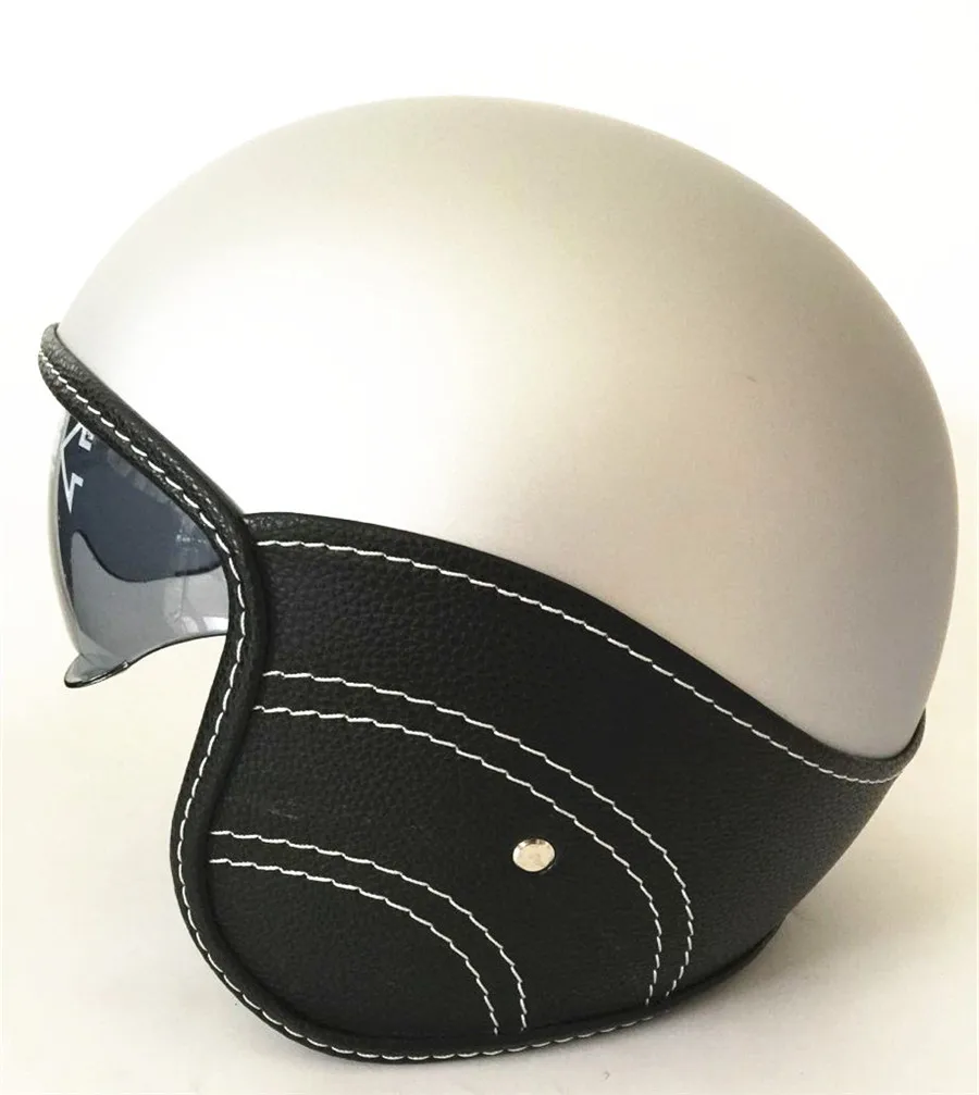 WANLI Brands Motorcycle helmet jet Vintage helmet Open face retro 3/4 half helmet casco capacete Retro Motocross Motorcycle - Цвет: leather