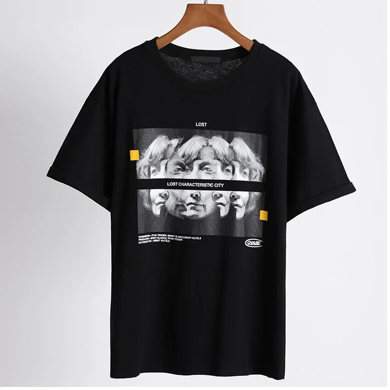 

Summer Korean Loose tees Unisex Hip Hop Streetwear Women T-shirts Ulzznag character printed short Sleeve basic black Tshirt Tops