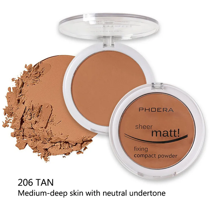 

New 8 Colors Face Makeup Pressed Powder PHOERA 1PC Powder Concealer Cosmetic Matte Pearl Finishing Powder Dec12#35