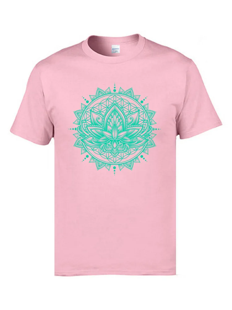 Lotus Mandala Tosca T-shirts for Men Casual Labor Day T Shirt Short Sleeve Discount Slim Fit Tops Shirt Round Collar Cotton Lotus Mandala Tosca pink